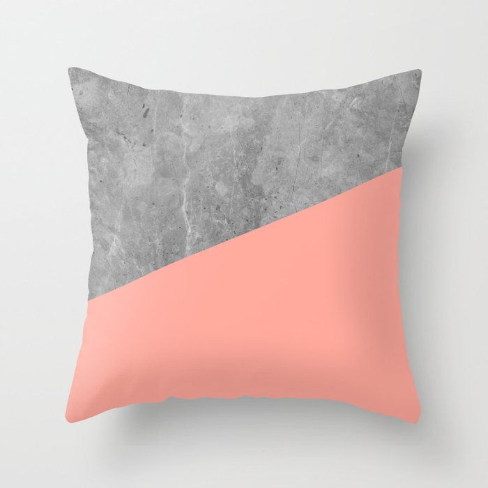 Coral Pink Concrete Throw Pillow