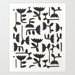 Linocut Tulip Pattern #3 Art Print