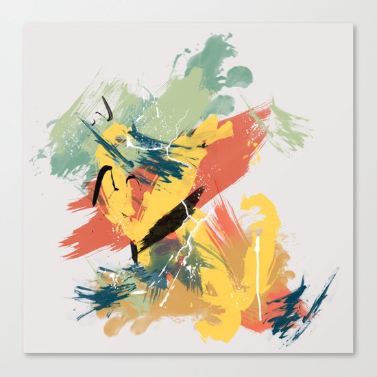 Intuitive Conversations, Abstract Mid Century Colors Canvas Print