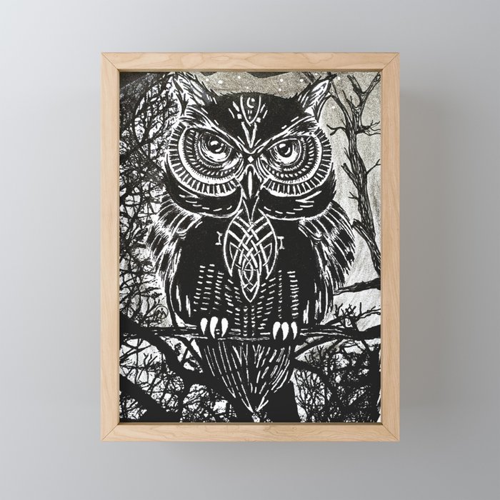 "Owl Be Watching" Owls, Birds, Nature, Original Art Wall Decor Framed Mini Art Print
