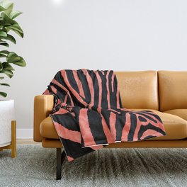  Zebra Wild Animal Tie Dye Print 268 Orange and Black Throw Blanket