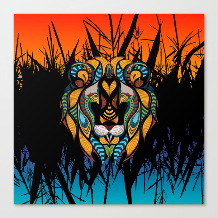 Tribal Lion Head 2 Canvas Print by christineiris | Society6