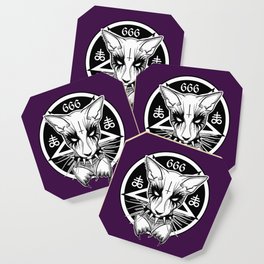 Black Metal Cat Purple Coaster