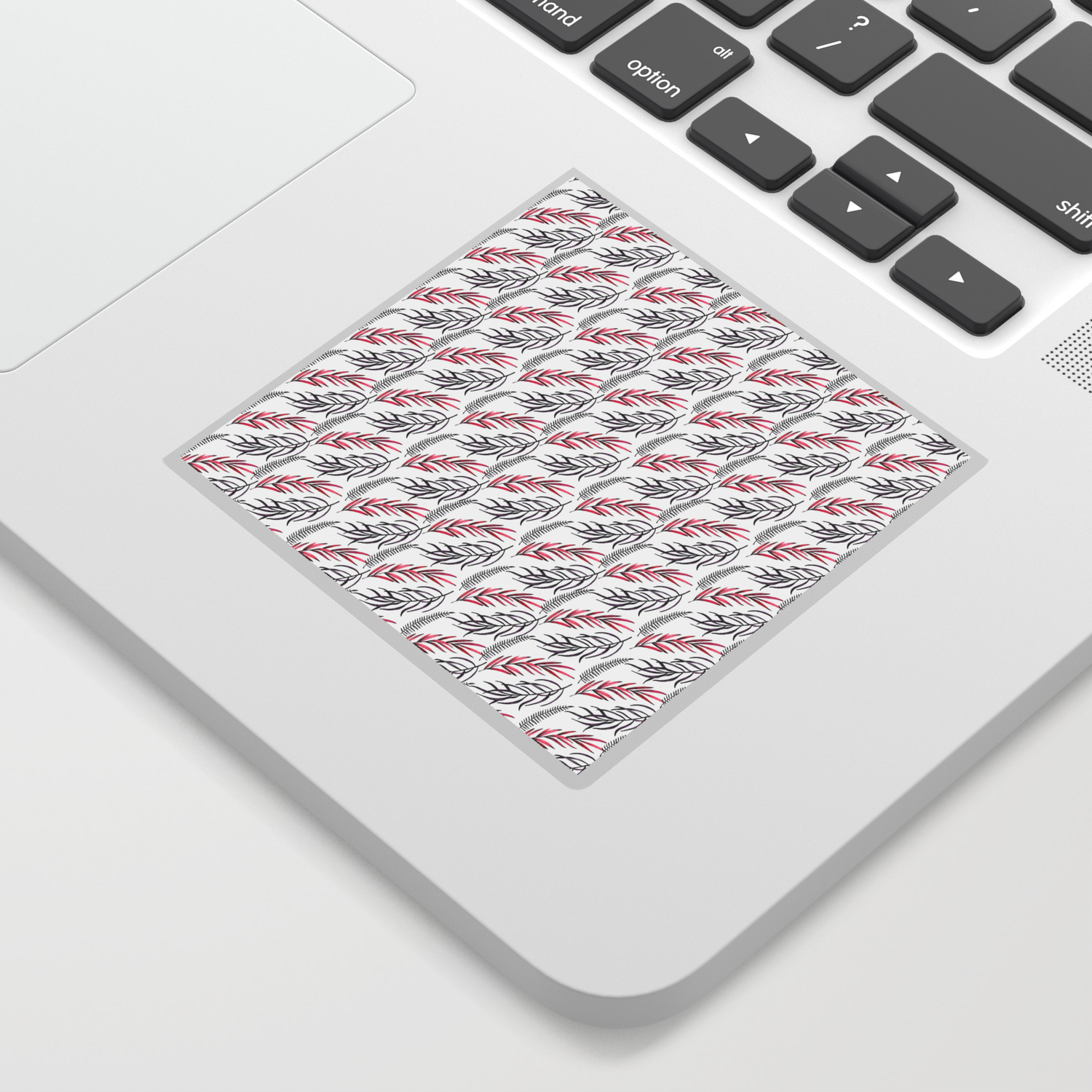 Abstract Hand Painted Pink Black Tropical Fern Leaves Sticker By