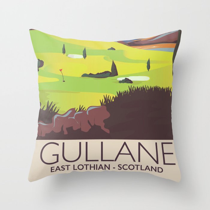 Gullane,East Lothian, Scotland Golf poster. Throw Pillow