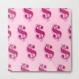 Pink Dollar Signs Pattern Metal Print