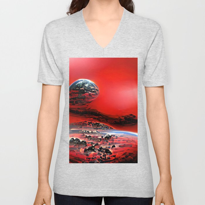 Red Sky V Neck T Shirt