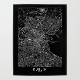 Dublin Black Map Poster