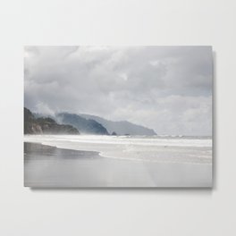 Silver Coast - Oregon Cannon Beach, Ocean Landscape Photography Metal Print