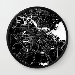 Amsterdam Black on White Street Map Wall Clock