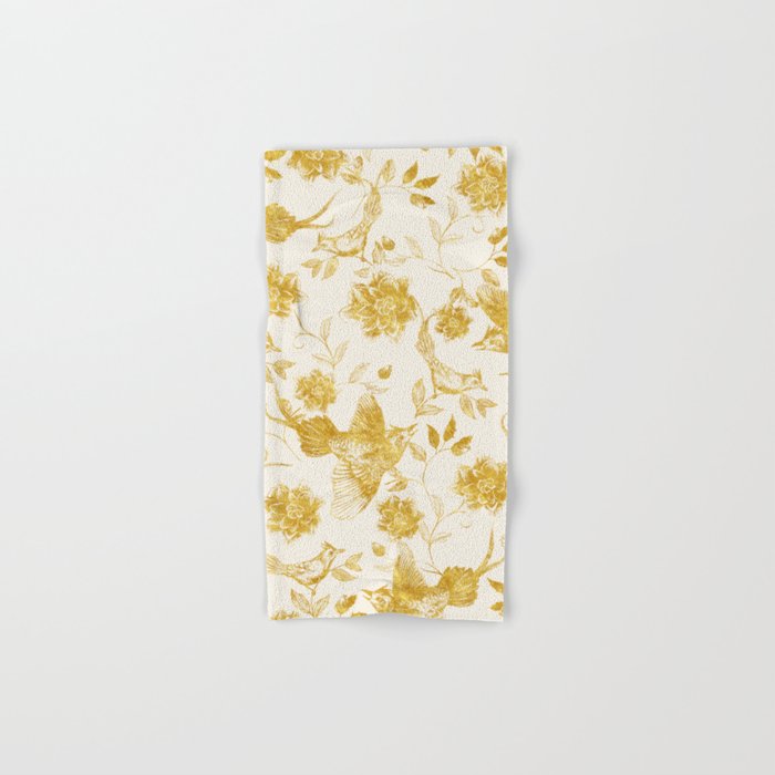 Oriental birds gold Hand & Bath Towel
