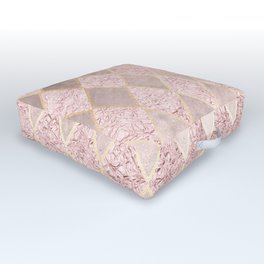 Blush Rose Gold Glitter Argyle Outdoor Floor Cushion