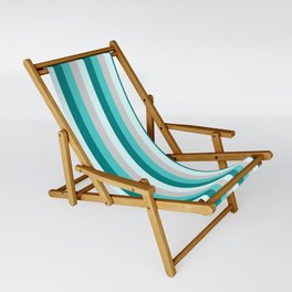 [ Thumbnail: Teal, Light Cyan, Light Gray & Turquoise Colored Pattern of Stripes Sling Chair ]