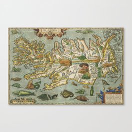 Iceland Map 1590 Canvas Print