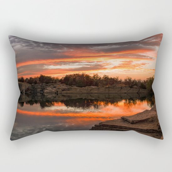 Sunset at Halibut Point Quarry Rectangular Pillow