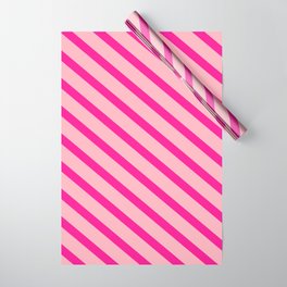 [ Thumbnail: Deep Pink and Light Pink Colored Lined/Striped Pattern Wrapping Paper ]