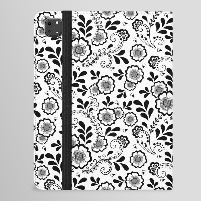 Black Eastern Floral Pattern  iPad Folio Case