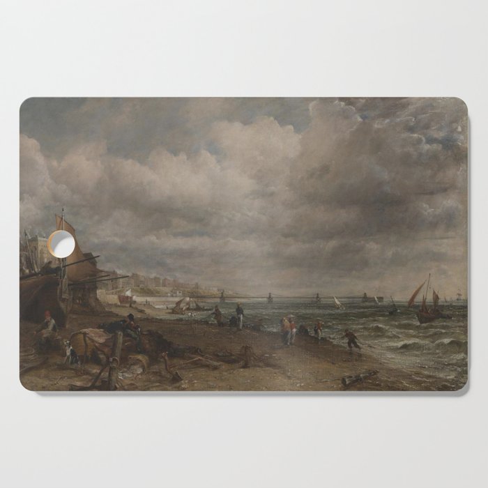 Ships on the bay by John Constable Cutting Board