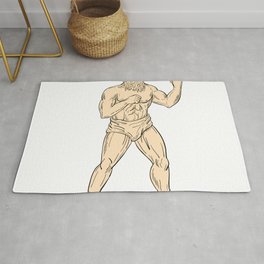 Hercules In Boxer Fighting Stance Drawing Color Rug