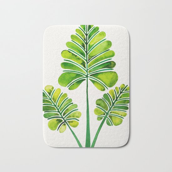 Tropical Palm Leaf Trifecta – Green Palette Bath Mat