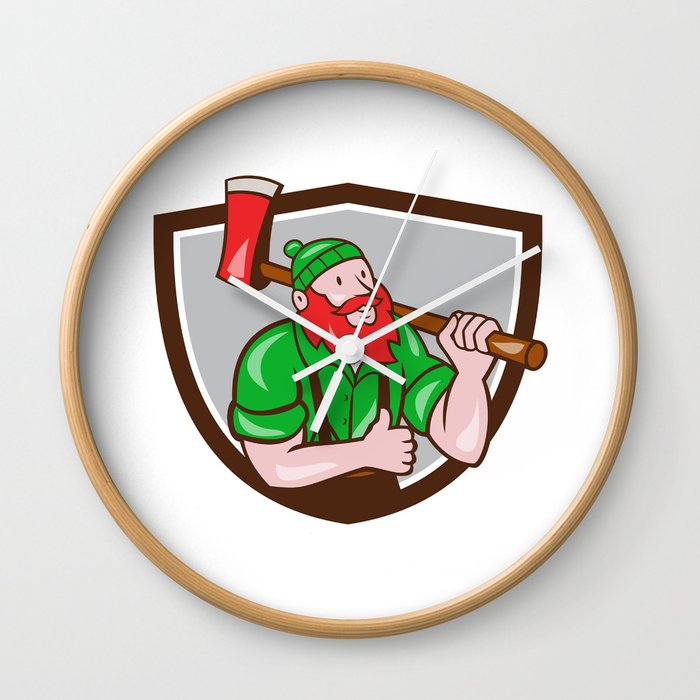 Paul Bunyan Lumberjack Axe Thumbs Up Crest Cartoon Wall Clock By Patrimonio Society6 Featuring over 42,000,000 stock photos. society6
