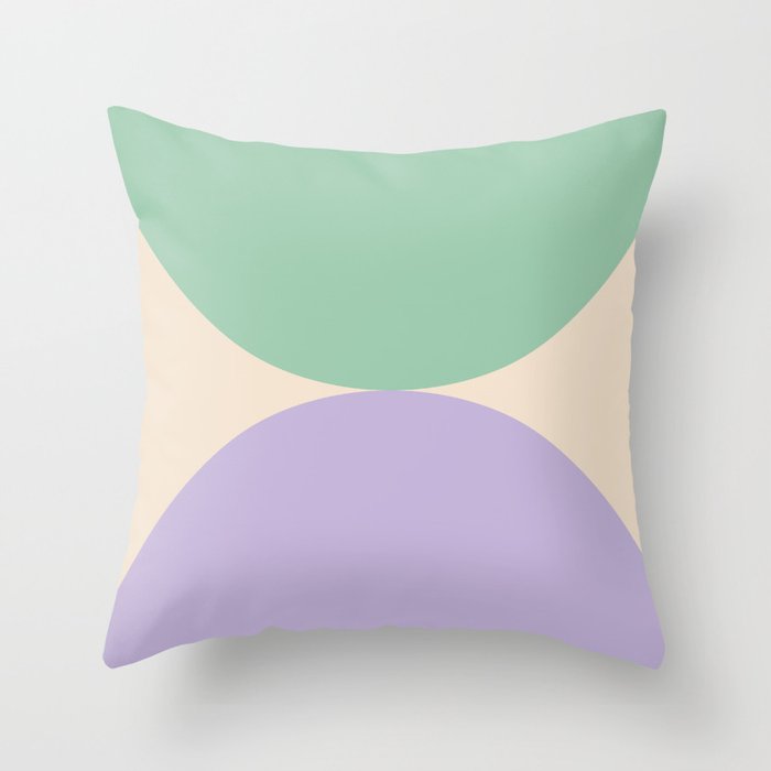 Green & Purple Pastel Circles Colorblock Pattern Throw Pillow
