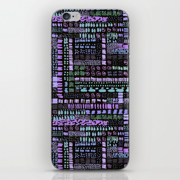 purple blue green ink marks hand-drawn collection iPhone Skin