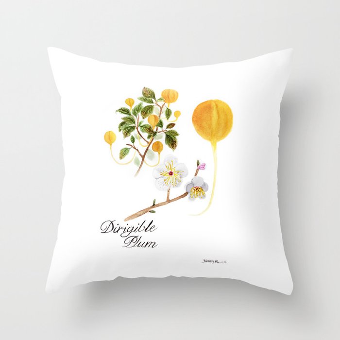 Dirigible Plum Botanical Art Throw Pillow