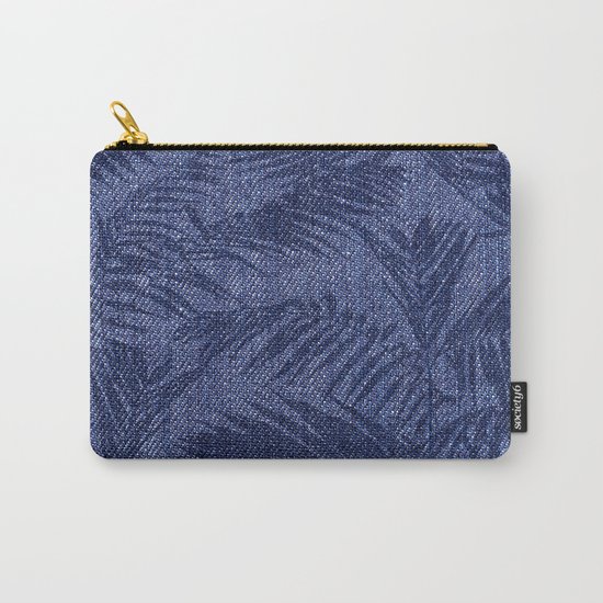 Tropical pattern on blue jeans Carry-All Pouch