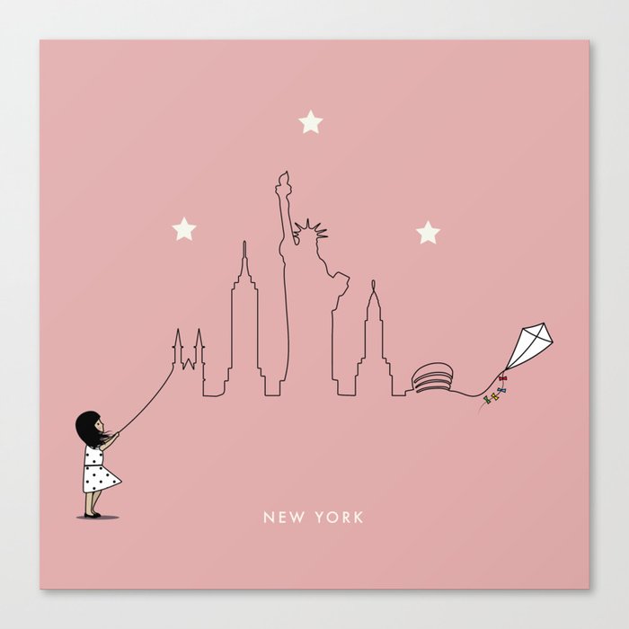 New York Skyline Kite Canvas Print