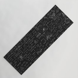 Blackboard inscribed with scientific formulas and calculations in physics and mathematics. Science and education background. Yoga Mat