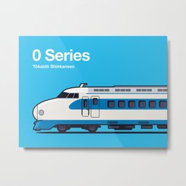 0 Series Shinkansen Bullet Train Side Cyan Metal Print | Railway, Japan, Graphicdesign, Train, Bullettrain, Shinkansen, Highspeedtrain, 0Series 
