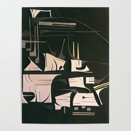 Modern Metropolis- Black and White Abstract  Poster