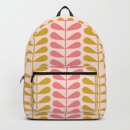 Palm Springs Midcentury Leaves, Retro Botanical Pattern, Blush, Gold Backpack