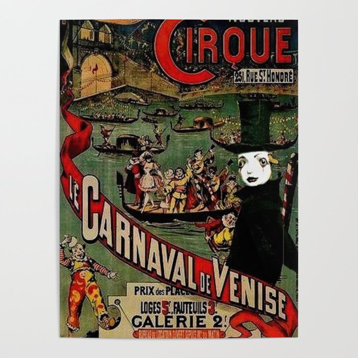 Vintage 19th Century Circus - Carnival of Venice, Italy Poster Poster