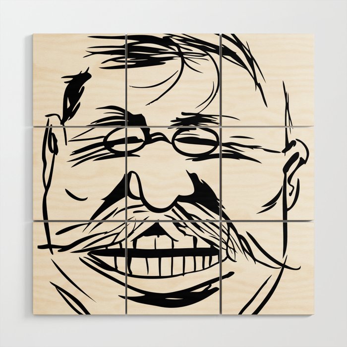Face President Theodore Roosevelt Wood Wall Art