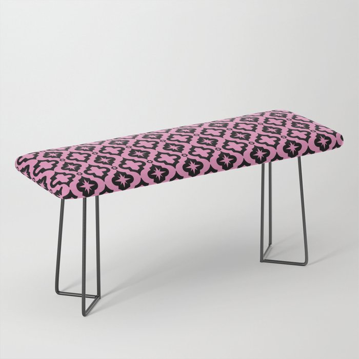 Pink and Black Ornamental Arabic Pattern Bench