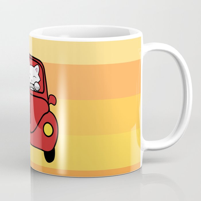 Cat driving a red car Coffee Mug