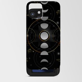 Constellations Moon phases stars and galaxy in night sky iPhone Card Case