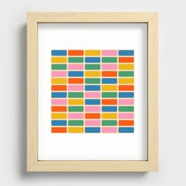 Color Grid Colorful Retro Modern Geometric Pattern in Rainbow Pop Colors Recessed Framed Print