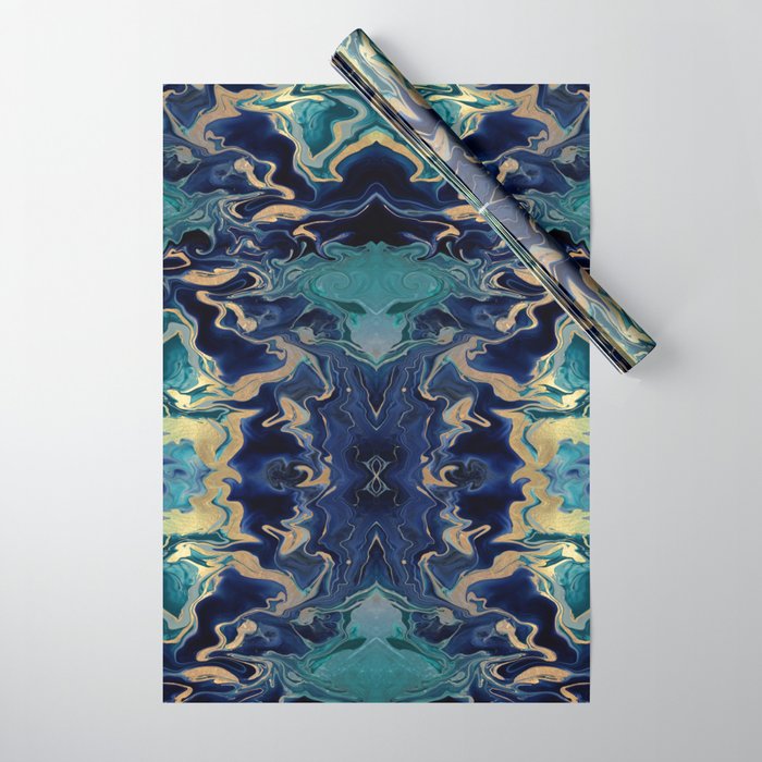 DRAMAQUEEN - GOLD INDIGO MARBLE Wrapping Paper