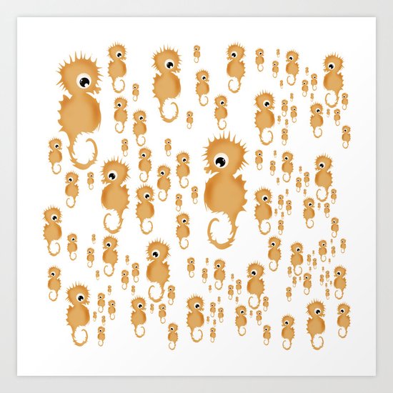 Sea horses Pattern Art Print