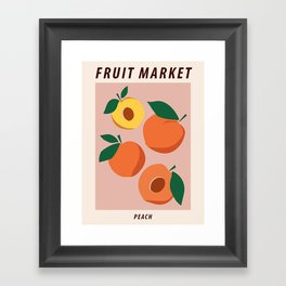 Fruit market print, Peach, Apricot, Posters aesthetic, Cottagecore decor, Exhibition poster, Food art Framed Art Print