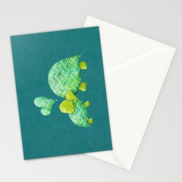 Sweet Turtle Hugs with Heart in Teal and Lime Green Stationery Card