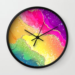 Vibrant Rainbow Glitter Agate Texture 05 Wall Clock