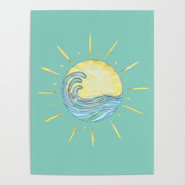 Sun Wave Aqua  Poster