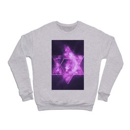 Magen David symbol, Star of David. Abstract night sky background. Crewneck Sweatshirt