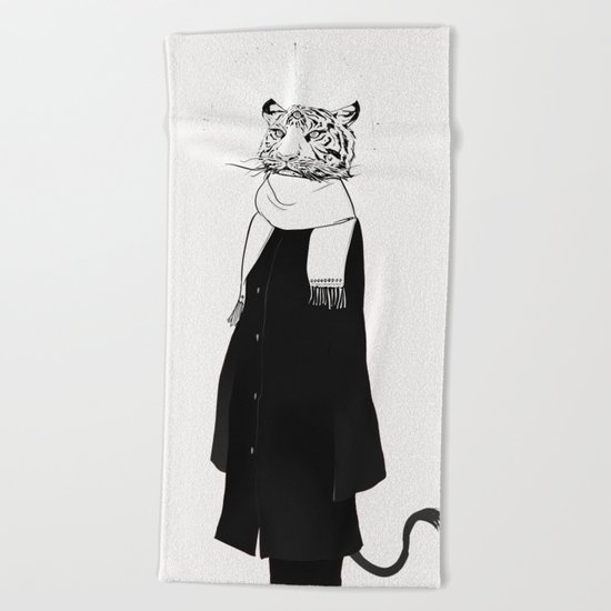Tigress with scarf Beach Towel