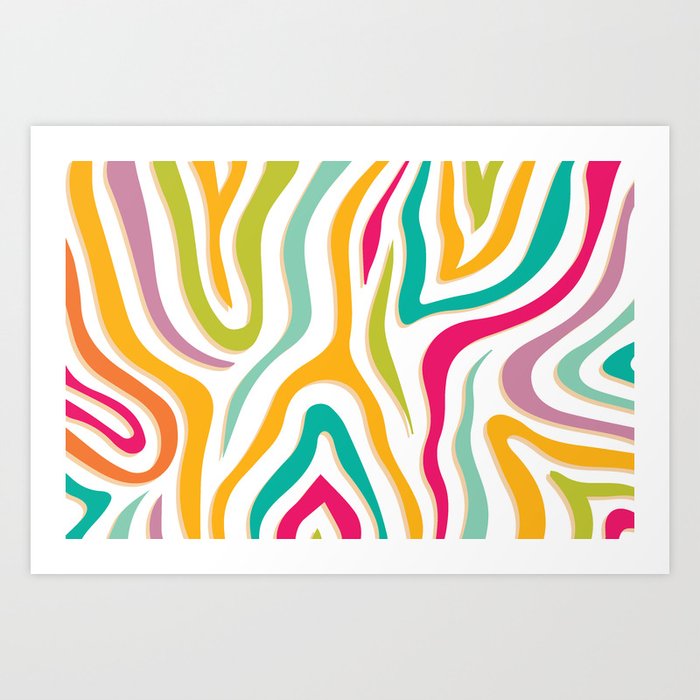 Retro Rainbow Zebra Stripe Pattern Art Print by Enjoy Everything | Society6