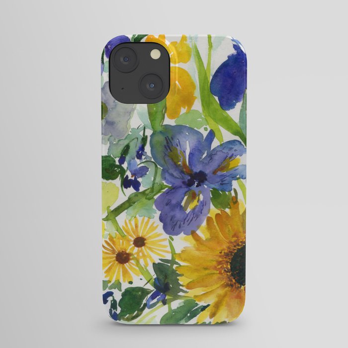 daffodil, iris and sunflower iPhone Case